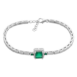 Silver bracelet with 1.387 carats of agate and cubic zirconia