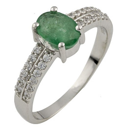 Silver ring with a 1.085-carat emerald