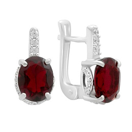Silver earrings with garnet nano