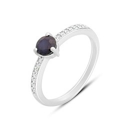 Серебряное кольцо с сапфиром 0.828ct, фианитами