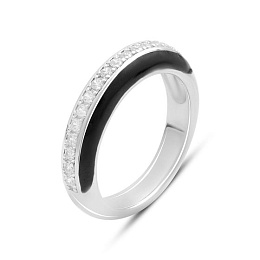 Серебряное кольцо с фианитами, емаллю