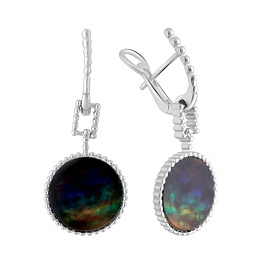 Silver earrings with ammolite