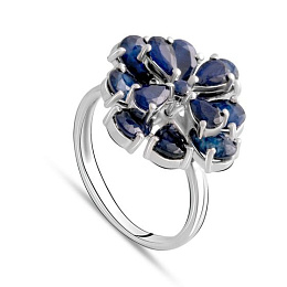 Silver ring with a sapphire