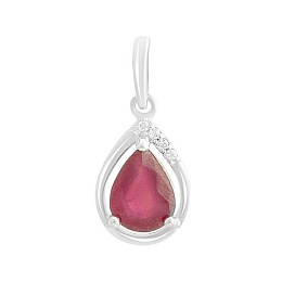 Серебряная подвеска с рубином 1.416ct, фианитами