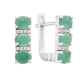 Серебряные серьги с изумрудом 2.006ct, фианитами