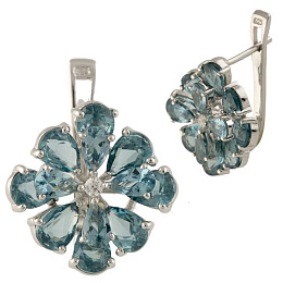 Серебряные серьги с топазом Лондон Блю 6.085ct