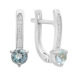 Срібні сережки з топазом 1.211ct, фіанітами