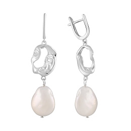 Silver earrings with baroque pearls