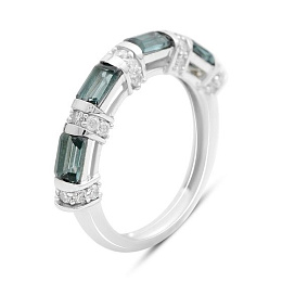 Silver ring with London Blue topaz 1.71ct, cubic zirconia