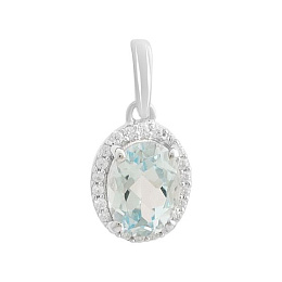 Серебряная подвеска с топазом 1.633ct, фианитами