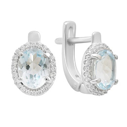 Серебряные серьги с топазом 3.224ct, фианитами