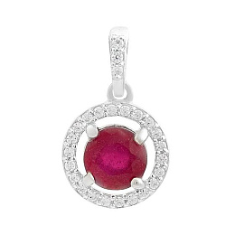 Silver pendant with 1.5ct ruby and cubic zirconia