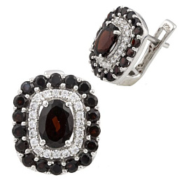 Серебряные серьги с гранатом 4.213ct