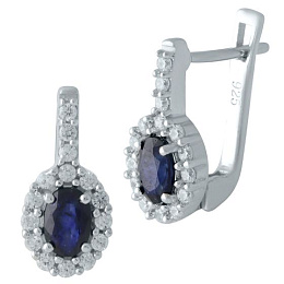 Серебряные серьги с сапфиром 2.04ct