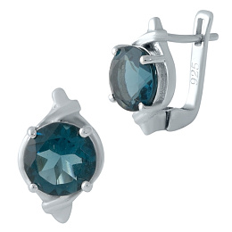 Silver earrings with a 3.2-carat London Blue topaz