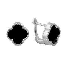 Silver earrings with onyx