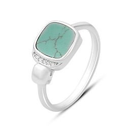 Silver ring with turquoise, fianites