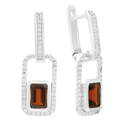 Silver earrings with garnet 3.397ct