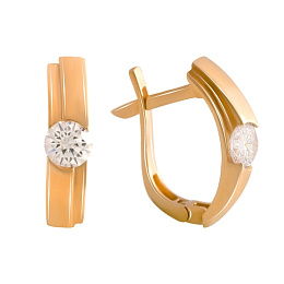Золотые серьги с фианитами 0.4ct