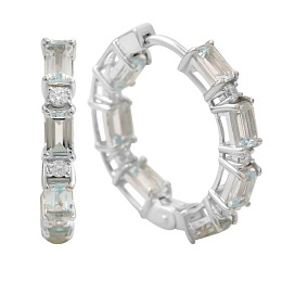 Срібні сережки з топазом, фіанітами