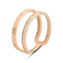 Золота каблучка з фіанітами 0.27ct