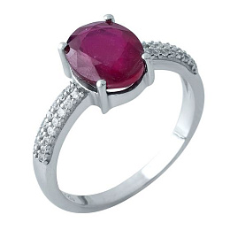 Silver ring with a ruby