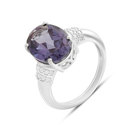 Sterling silver ring with alexandrite 8.205ct, diamonds