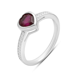 Срібне кільце з рубіном 1.312ct, фіанітами