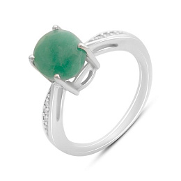 Серебряное кольцо с изумрудом 2.483ct, фианитами
