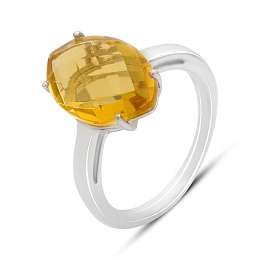 Silver ring with a 5.25ct nano citrine