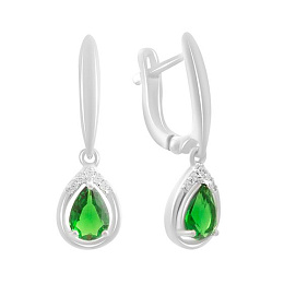Серебряные серьги с изумрудом nano 1.202ct