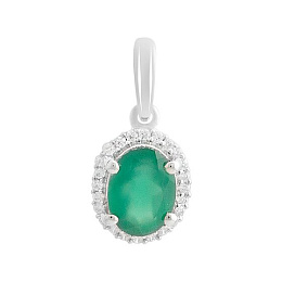 Silver pendant with 1.266 ct agate and cubic zirconia