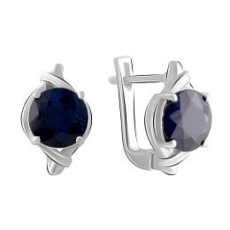 Silver earrings with a 5.05-carat sapphire