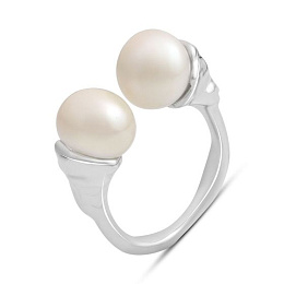 Silver ring with baroque pearls