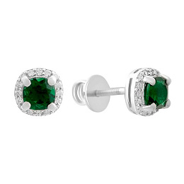 Серебряные серьги с изумрудом nano 1.43ct