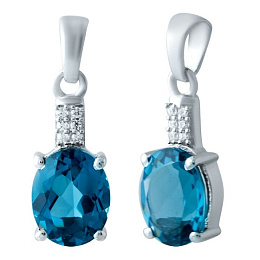 Silver pendant with a 1.924-carat London Blue topaz