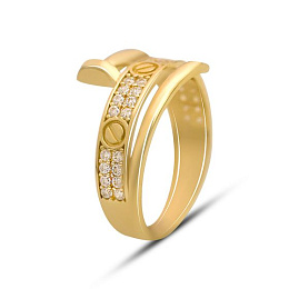Gold ring with 0.28ct phianites