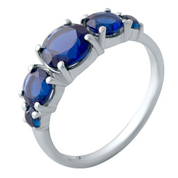 Silver ring with a 2-carat nano sapphire