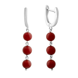 Silver earrings with coral