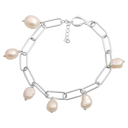 Silver bracelet with baroque pearls