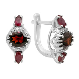 Срібні сережки з гранатом 4.337ct, рубіном