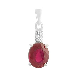 Silver pendant with a 3.708-carat ruby