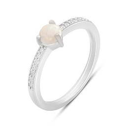 Срібна каблучка з опалом 0.436ct, фіанітами