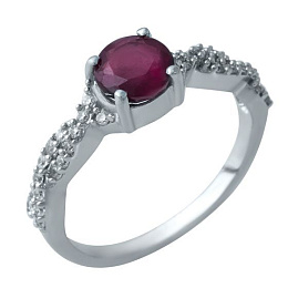 Silver ring with a ruby