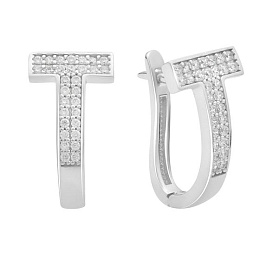 Серебряные серьги с фианитами 0.6ct