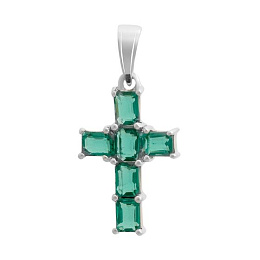 Silver Cross with Aquamarine (nano)