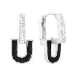 Срібні сережки з фіанітами, емаллю