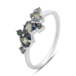 Серебряное кольцо с мистик топазом 0.77ct, фианитами