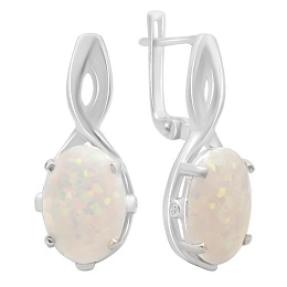 Срібні сережки з опалом 4.429ct, фіанітами
