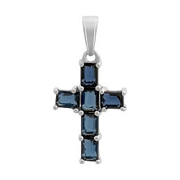 Silver cross with a sapphire (nano)